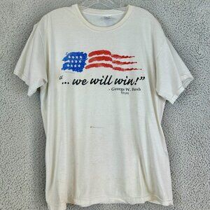 Vintage Y2K 9/11 2001 George W Bush We Will Win‎ USA Flag T Shirt Delta Large L